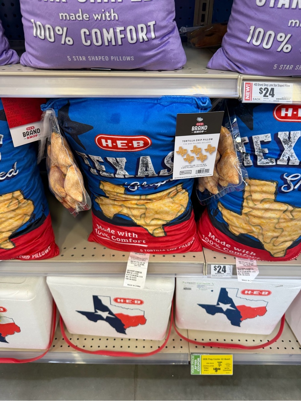 Texas Shape Tortilla Chip Pillow - Blue. 1 pillow